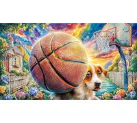 Colorful-basketball-splatter-art 1000Pc Jigsaw Puzzles for Adults and Kids Age 12 Years + Impossible Hard Difficult Great Gift Idea Recycled Paper 38x26/1000pcs