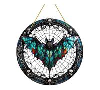 Colorful Bat Suncatchers Window Hanging Stained Glass Halloween Decorations For Yard & Balcony Panels Bat Stained Glass Suncatchers