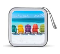 Colorful Beach Chairs Portable CD Case Holder 48 Capacity Travel DVD Storage Boxs Wallet Bag