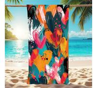 Colorful Beach Towel Abstract Large Microfiber Towel 90x180cm Quick Dry Beach Towels with Waterproof Storage Bag, Lightweight Swimming and Sand-Proof Sunbathing Towel for Travel, Vacation, Yoga X1-867