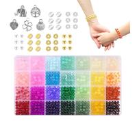 Colorful Bead Bracelet Kit, 28-Color Glass Beads, 0.24 Inches Handmade Beading Set with Assorted Colors, Jewelry Craft, Bead Making Kit with Creative Design, DIY Accessory for Home and School