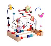 Colorful Bead Maze Toy - Sturdy Wooden Frame, Dinosaur Wire Track Game | Bright Abacus Bead Toy Looping Paths Motor Skill Development, Early Learning Maze Playsets For Children Boys Girls At Home