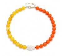 Colorful Beaded Necklace for Women Big Acrylic Chunky Bead with Pearl Statement Mixed Colored Bead Necklaces Trendy Summer Jewelry Gift for Women, L, Zinc, No Gemstone