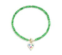 Colorful Beaded Necklace for Women Chunky Bead Heart Pendant Necklaces | Colorful Chunky Beaded Heart Necklace for Women Cute Y2K Boho Evil Eye Pendant Necklaces Summer Beach Statement Jewelry Gift