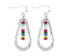 Colorful Beads Boho Earrings, Silver Chic Beaded Earrings for Women, Raindrop Dangle Statement Earring, Trendy Women's Jewelry for Daily Wear & Special Occasions
