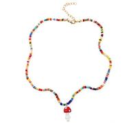 Colorful Beads Mushroom Pendant Necklace Handmade Beads Cute Necklace Bohemia Change Jewelry For Women