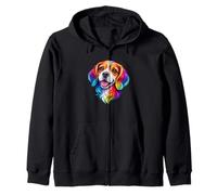 Colorful Beagle Face Rainbow Dog Lover Design Zip Hoodie