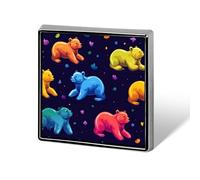 Colorful Bear Brooch Pins for Men Women Square Badge Collar Lapel Pins for Dress Jacket Accessories