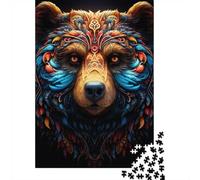 Colorful Bear Mandala Art Print Puzzle for Adults 1000 Pieces, Bear Themed Animal Design, Gift for Puzzle Enthusiasts, 52x38cm/1000pcs