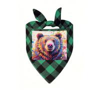 Colorful Bear Painting Dog Bandanas for Small Medium Large Dogs Cats | Soft Polyester Pet Triangle Scarf Kerchief Novelty Pet Bib for Birthday, Photo Shoots, Wedding, Parties Pet Accessories