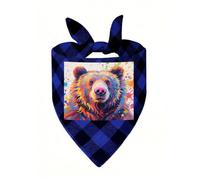 Colorful Bear Painting Dog Bandanas for Small Medium Large Dogs Cats | Soft Polyester Pet Triangle Scarf Kerchief Novelty Pet Bib for Birthday, Photo Shoots, Wedding, Parties Pet Accessories