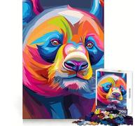 Colorful Bear Portrait 1000 Piece Jigsaw Puzzle for Adults Brain Exercise DownTime Game Family Game Home Display (38x26cm)