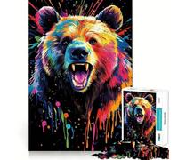 Colorful Bear Portrait 1000 Pieces Puzzles for Adults Creative Play DownTime Game Fun Challenge Art Display (38x26cm)