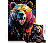 Colorful Bear Portrait 1000 Pieces Puzzles for Adults Creative Play DownTime Game Fun Challenge Art Display (38x26cm)