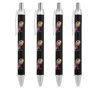 Colorful Bearded Dragon Lizards Retractable Ballpoint Pen Black Ink Ball Point Pen Work Pens 4 PCS