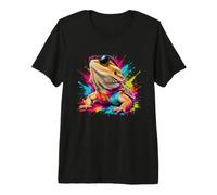 Colorful Bearded Dragon Pop Art Sunglasses Funny Reptile Premium T-Shirt