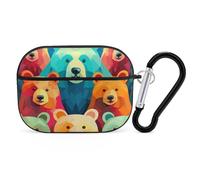 Colorful Bears AirPods Pro Case Cover with Keychain Ring PC Hard Shell Protective Case for AirPods Pro 2nd for Women Men Generation Easy Open Full Drop Protection Cover Black-Style