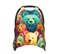 Colorful Bears Baby Car Seat Canopy Cover, Multi Use Breathable Nursing Breastfeeding Covers for Mom Soft Stroller Sun Shade Newborn Shower Gift