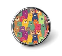 Colorful Bears Lapel Pin for Men Panda Star Fashion Brooch Pin -Cute Enamel Badges, Aluminum Alloy Metal Pinback for Hats, Shirts, Bags, Jackets & Accessories (1 Inch Round Button Pins)