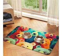 Colorful Bears Pet Feeding Mat 40x60cm, Absorbent Dog Mat for Food and Water Bowl, PU Leather Cat Food Mat Waterproof Dog Bowl Mats Quick Dry Pet Placemats-No Stains