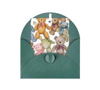 Colorful Bears Print Blank Greeting Cards, Love Buttons, Pearl Paper Envelopes Suitable For Various Occasions - Anniversary Cards, Thank You Cards, Holiday Cards, Wedding Cards, Congratulations.