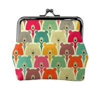 Colorful Bears Print Coin Purse for Women Compact Kiss Lock Coin Pouch Zipper Travel Shopping Gifting