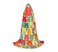Colorful Bears Print Hooded Wizard Robe Halloween Cloak Medieval Renaissance Cosplay Christmas Party Outfits