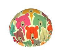 Colorful Bears Print Lightweight Shower Cap for Women and Men Reusable hat Soft hat and Bath Hair Cap