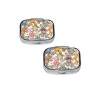 Colorful Bears Print pilldispenser 2 Compartment Medicine Case, Portable pilldispenser for Pocket Or Purse Pillbox