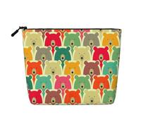 Colorful Bears Print Portable Makeup Bag for Women Large-Capacity Travel Toiletry Organizer Pouch