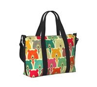 Colorful Bears Print Travel Hand Bag for Women Men Foldable Weekend Vacation Journeys Tote Shoulder Bags