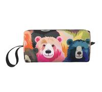 Colorful Bears Printed Makeup Bag Simple Travel Cosmetic Bags Waterproof Cosmetic Case Toiletry Bag Organizer for Women Mom Girls
