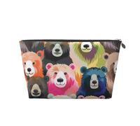 Colorful Bears Printed Travel Cosmetic Bags with Silver Zipper Makeup Organizer Cosmetic Case Toiletry Bag for Women Mom Girls
