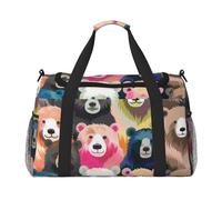 Colorful Bears Printed Travel Duffle Bag for Men Women Large Sport Gym Bag Handbag with Shoulder Strap for Travel Weekend Fishing Hunting