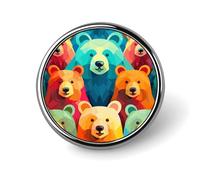 Colorful Bears Round Badge Cute Enamel Lapel Pin Brooches Button Pin Personalized Clothing Decoration Unisex Badge Holder Hats Bags Shirts Decor
