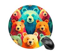 Colorful Bears Round Mouse Pad Smooth Glide Gaming Mousepad Extra Density Portable Comfortable Mouse Mat for Desk, Home, Office 7.8x7.8 Inches