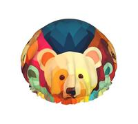 Colorful Bears Shower Cap Reusable Waterproof Shower Bonnet for Women Men Elastic Band Bath Hair Hat Double Layered Washable Bath Cap for All Hairstyles, Travel-Friendly