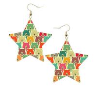 Colorful Bears Statement Earrings for Women, Star Drop Earrings, Elegant Dangle Jewelry for Formal Gatherings