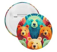 Colorful Bears Tinplate Badge Personalized Round Brooch Large Craft Button Suitable for Teachers, Nurses, Doctors, Staff, Party Gift Accessories, 12PCS, Plastic, plastics