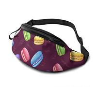 Colorful Beautiful French Macaron Dessert Fanny Pack Waist Bags for Women & Men, Casual Belt Bag Crossbody Bum Bag with Adjustable Strap for Outdoors Running Hiking