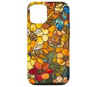 Colorful Bees Flying Over Honeycomb and Flowers Case for iPhone 12/12 Pro