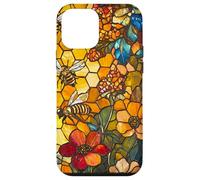 Colorful Bees Flying Over Honeycomb and Flowers Case for iPhone 12 mini