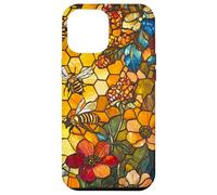 Colorful Bees Flying Over Honeycomb and Flowers Case for iPhone 12 Pro Max
