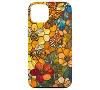 Colorful Bees Flying Over Honeycomb and Flowers Case for iPhone 13