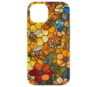 Colorful Bees Flying Over Honeycomb and Flowers Case for iPhone 14