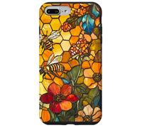 Colorful Bees Flying Over Honeycomb and Flowers Case for iPhone 7 Plus/8 Plus