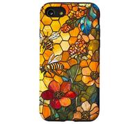 Colorful Bees Flying Over Honeycomb and Flowers Case for iPhone SE (2020) / 7/8
