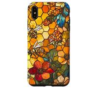 Colorful Bees Flying Over Honeycomb and Flowers Case for iPhone XS Max