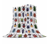 Colorful Beetle Insect Throw Blanket, Super-Soft Flannel Blanket for Toddler Boys, Kids, Childrens, Adults,Fleece Blanket Warm Fluffy and Cozy Soft Blanket for All Season 50"x60"