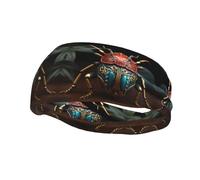 Colorful Beetle Printed Sweat-Wicking Sports Headband for Men and Women, Perfect for Running, Basketball, Yoga, and Hiking.